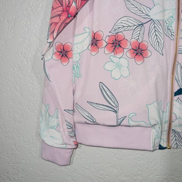 New IMAN Global Chic Pink Floral Reversible Bomber Jacket‎ Size Medium - Picture 2 of 6